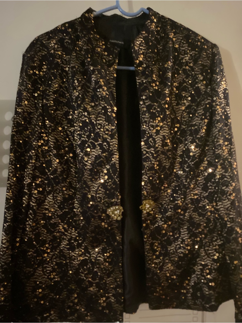 R&M Richards Black Jacket with Gold Sequin Accents